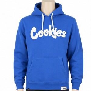 Cookies SF Unisex Script Logo Pullover Hoodie Royal Blue White Size M Streetwear